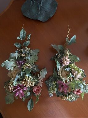 Artificial Green Grape and Leaf Candle Rings Pair - Home Accents